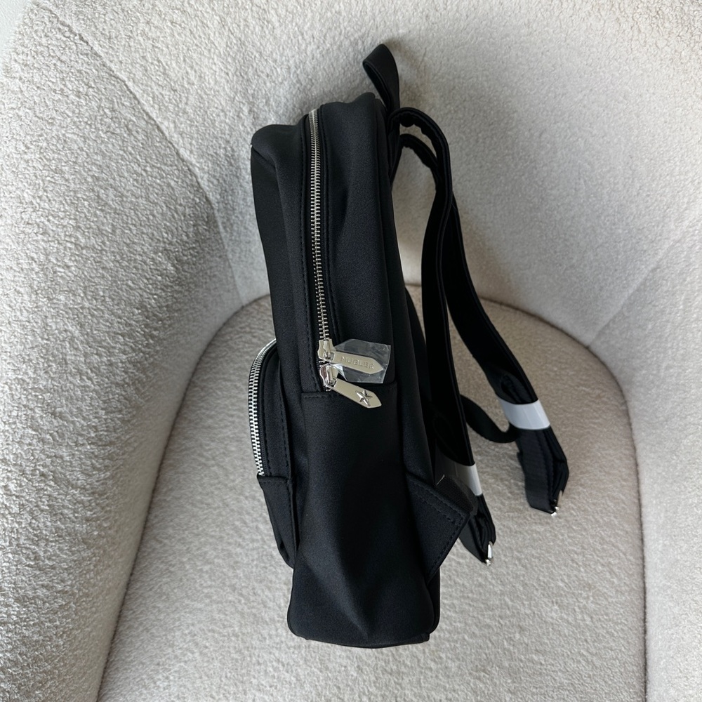 NEW Mugler Black Neoprene Backpack with Silver Tone Accents + Logo - Picture 9 of 15